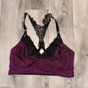 Torrid Curves Bralette Women's Size 0 Black Purple Galaxy Racerback Unlined